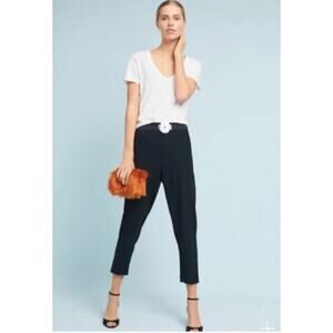 Anthropologie Black Pull On Trousers Pants Size M Classic Office Minimalist